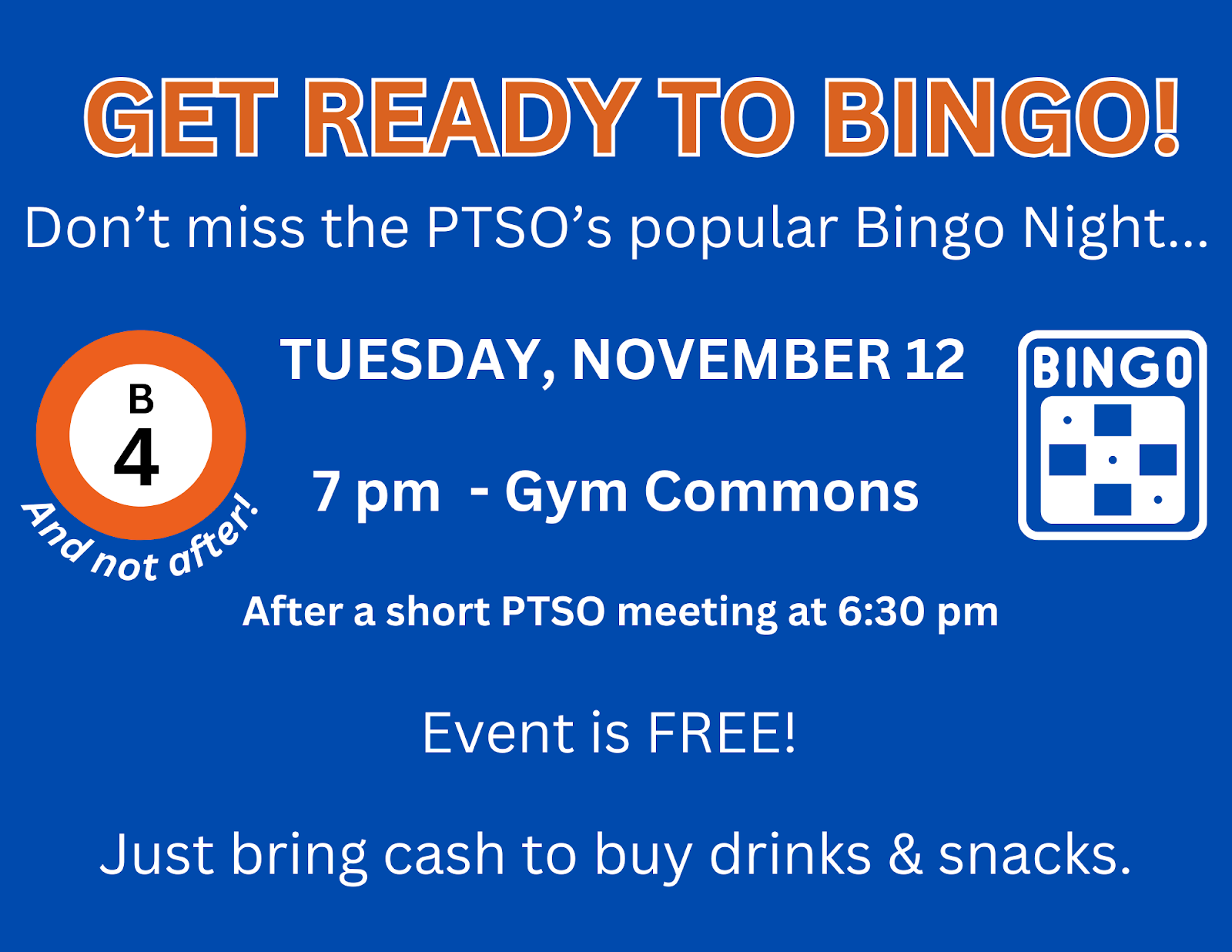 Next Bingo Night Nov 12!